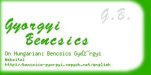 gyorgyi bencsics business card